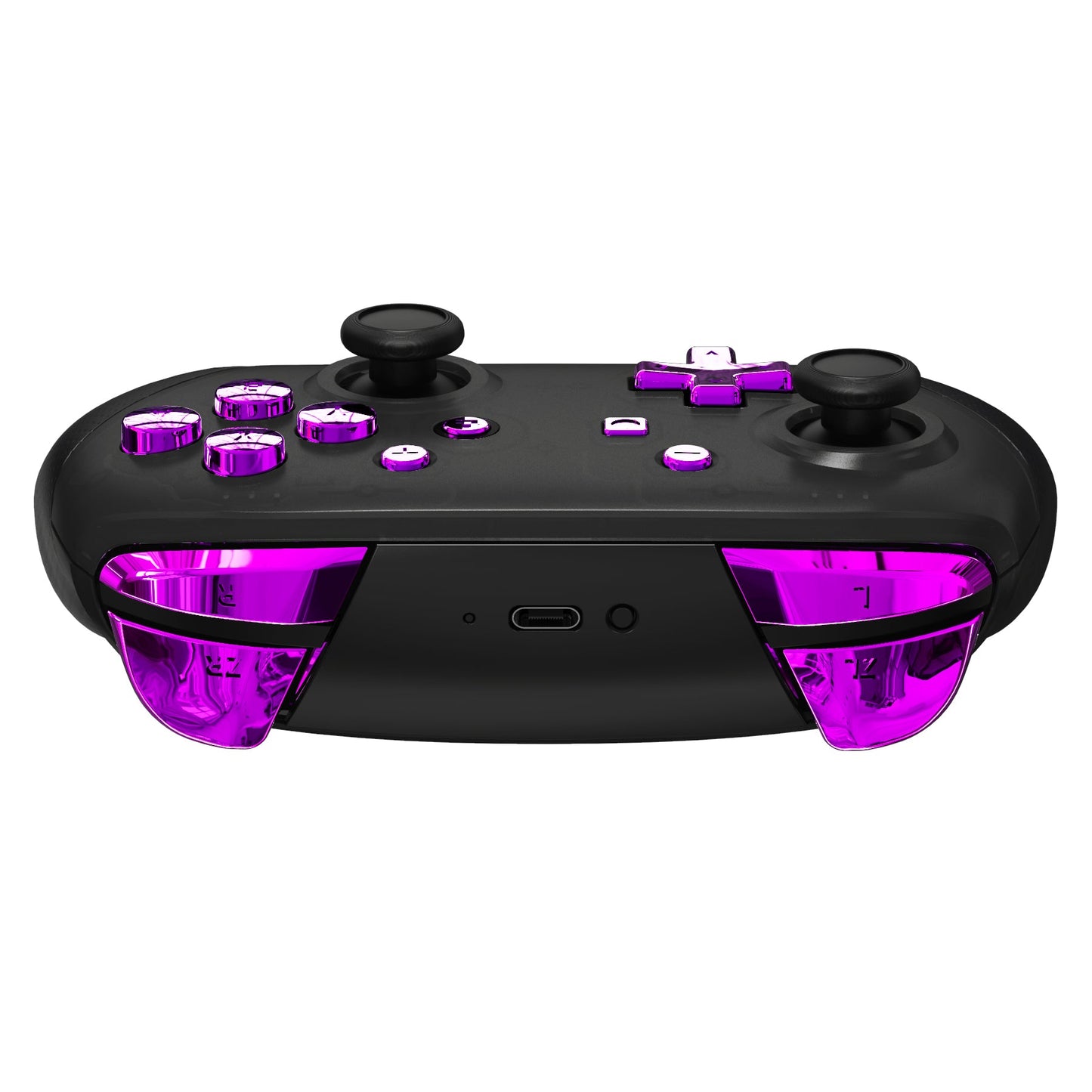 eXtremeRate Retail Chrome Purple Repair ABXY D-pad ZR ZL L R Keys for NS Switch Pro Controller, Glossy DIY Replacement Full Set Buttons with Tools for NS Switch Pro - Controller NOT Included - KRD405