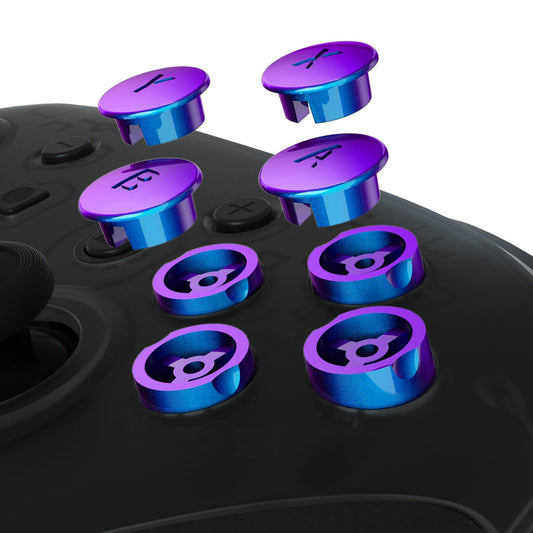 eXtremeRate Retail Chameleon Purple Blue Interchangeable ABXY Buttons for Nintendo Switch Pro Controller, DIY Swappable Replacement ABXY for NS Pro Controller- Controller NOT Included - KRH601