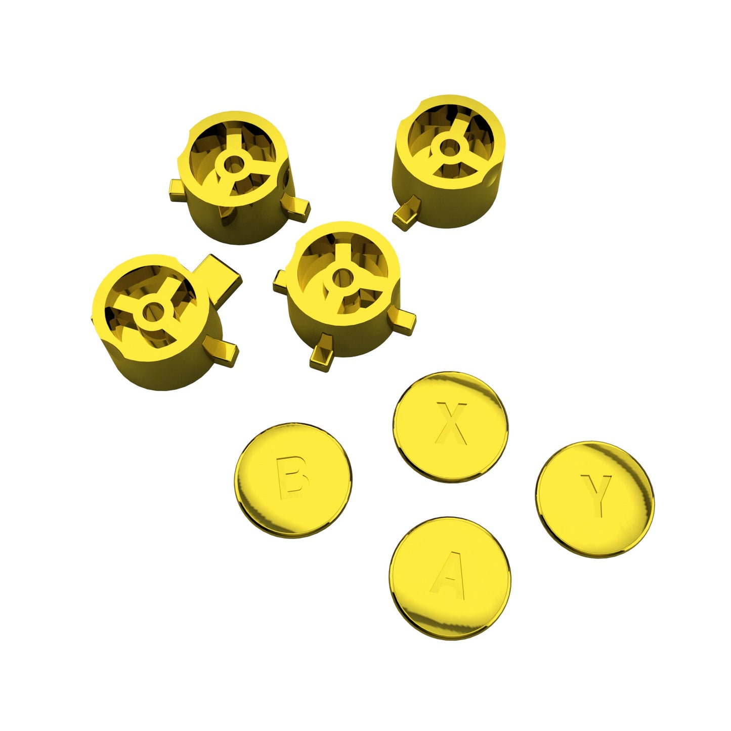 eXtremeRate Retail Chrome Gold Interchangeable ABXY Buttons for Nintendo Switch Pro Controller, DIY Swappable Replacement ABXY for NS Pro Controller- Controller NOT Included - KRH608