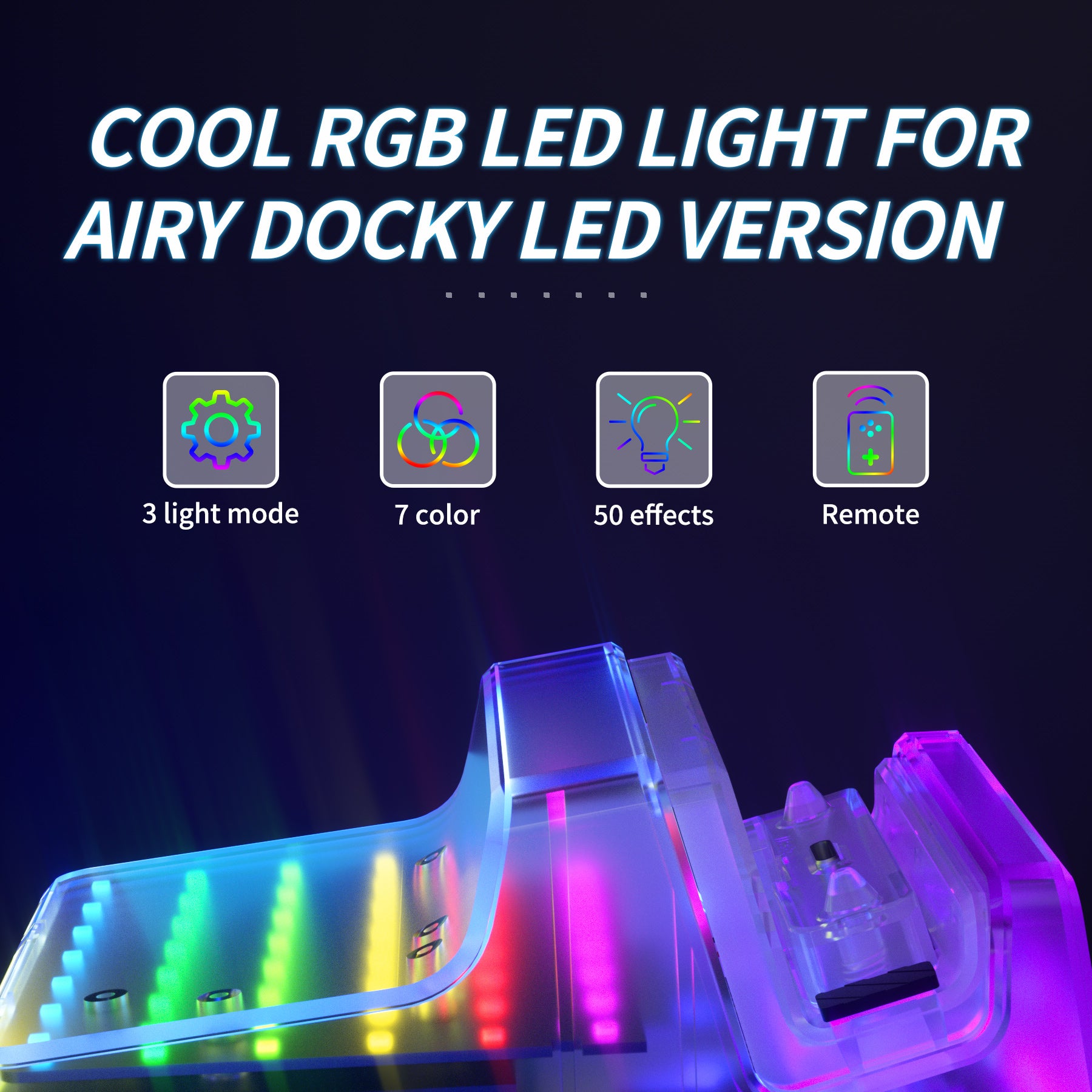 eXtremeRate Retail eXtremeRate AiryDocky DIY Kit LED Version Replacement Shell Case for Nintendo Switch & Switch OLED Dock, Redesigned IR Remote Control 7 Color 39 Effects RGB LED Kit for Nintendo Switch OLED Dock - LLNSM001L