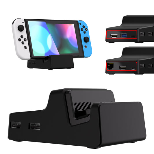 eXtremeRate Retail AiryDocky DIY Kit Black Replacement Case for Nintendo Switch Dock, Redesigned Portable Mini Dock Shell Cover for Nintendo Switch OLED - Shells Only, Dock & Circuit Board NOT Included - LLNSM002