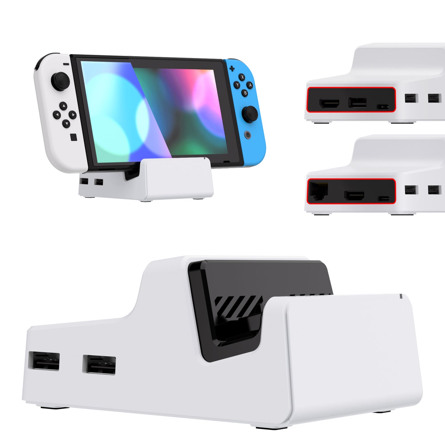 eXtremeRate Retail eXtremeRate AiryDocky DIY Kit White Replacement Case for Nintendo Switch Dock, Redesigned Portable Mini Dock Shell Cover for Nintendo Switch OLED - Shells Only, Dock & Circuit Board NOT Included - LLNSM003