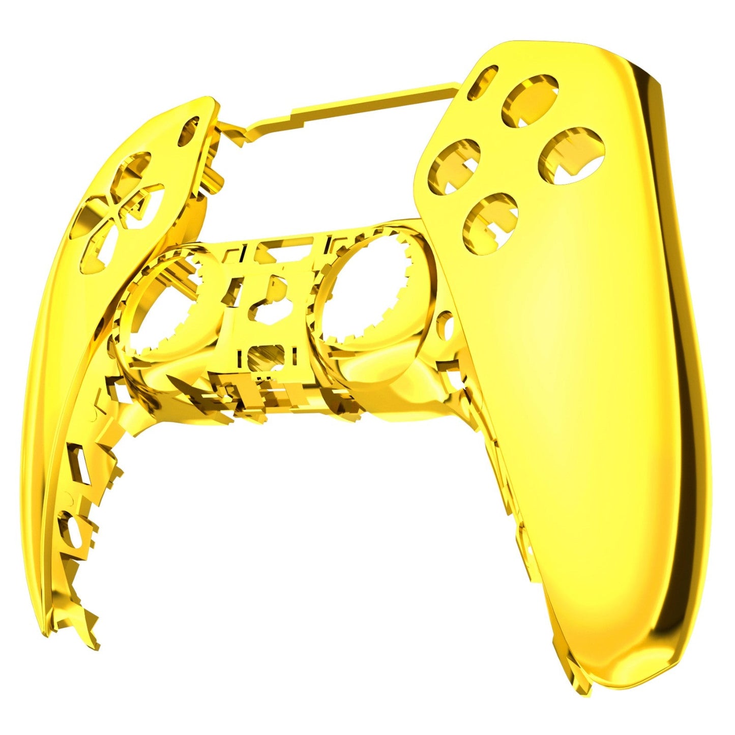 eXtremeRate Retail Chrome Gold Glossy DIY Accessories Replacement Front Housing Shell Compatible with ps5 Controller, Custom Faceplate Compatible with ps5 Controller - Touchpad NOT Included - MPFD4001