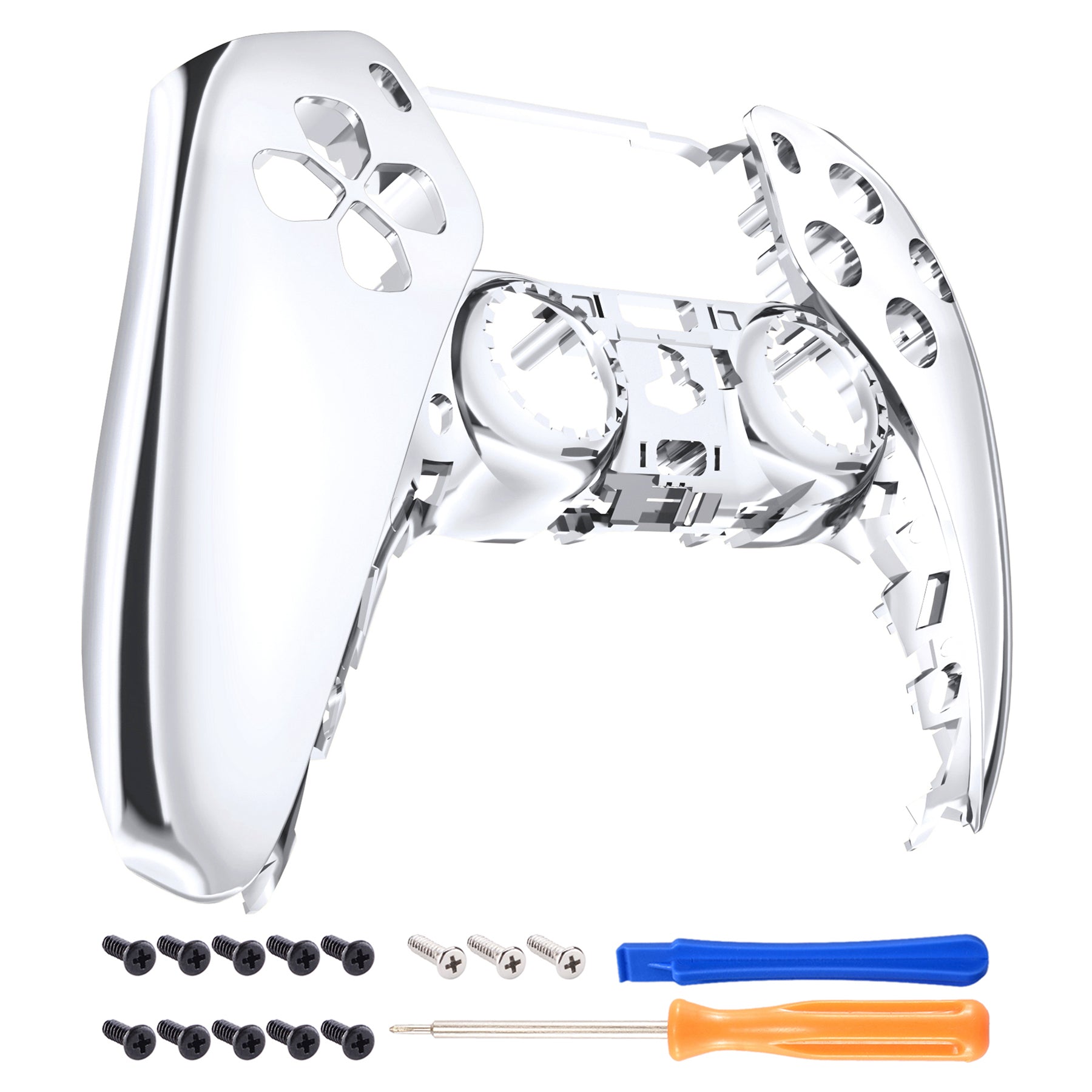 eXtremeRate Chrome Silver Glossy DIY Accessories Replacement Front ...