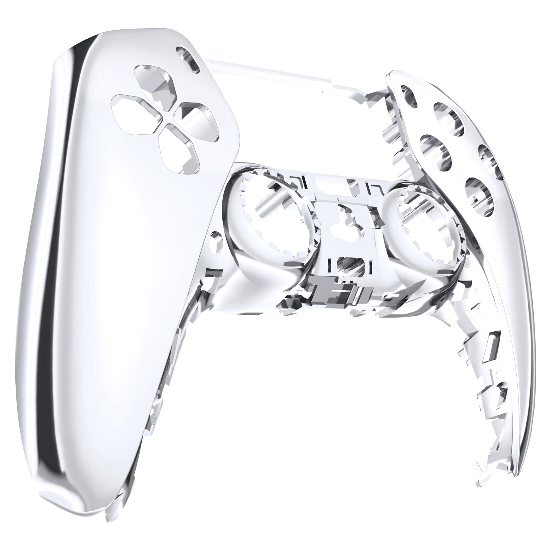 eXtremeRate Retail Chrome Silver Glossy DIY Accessories Replacement Front Housing Shell Compatible with ps5 Controller, Custom Faceplate Compatible with ps5 Controller - Touchpad NOT Included - MPFD4002