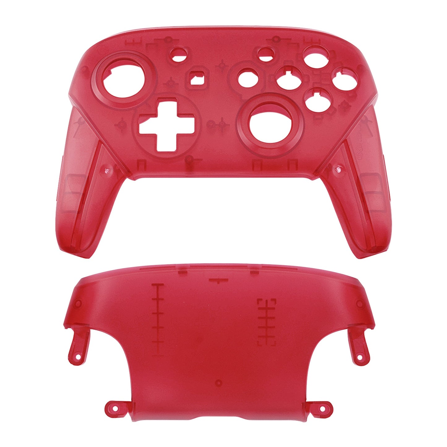 eXtremeRate Retail Transparent Clear Red Faceplate and Backplate for Nintendo Switch Pro Controller, DIY Replacement Shell Housing Case for Nintendo Switch Pro - Controller NOT Included - MRM502