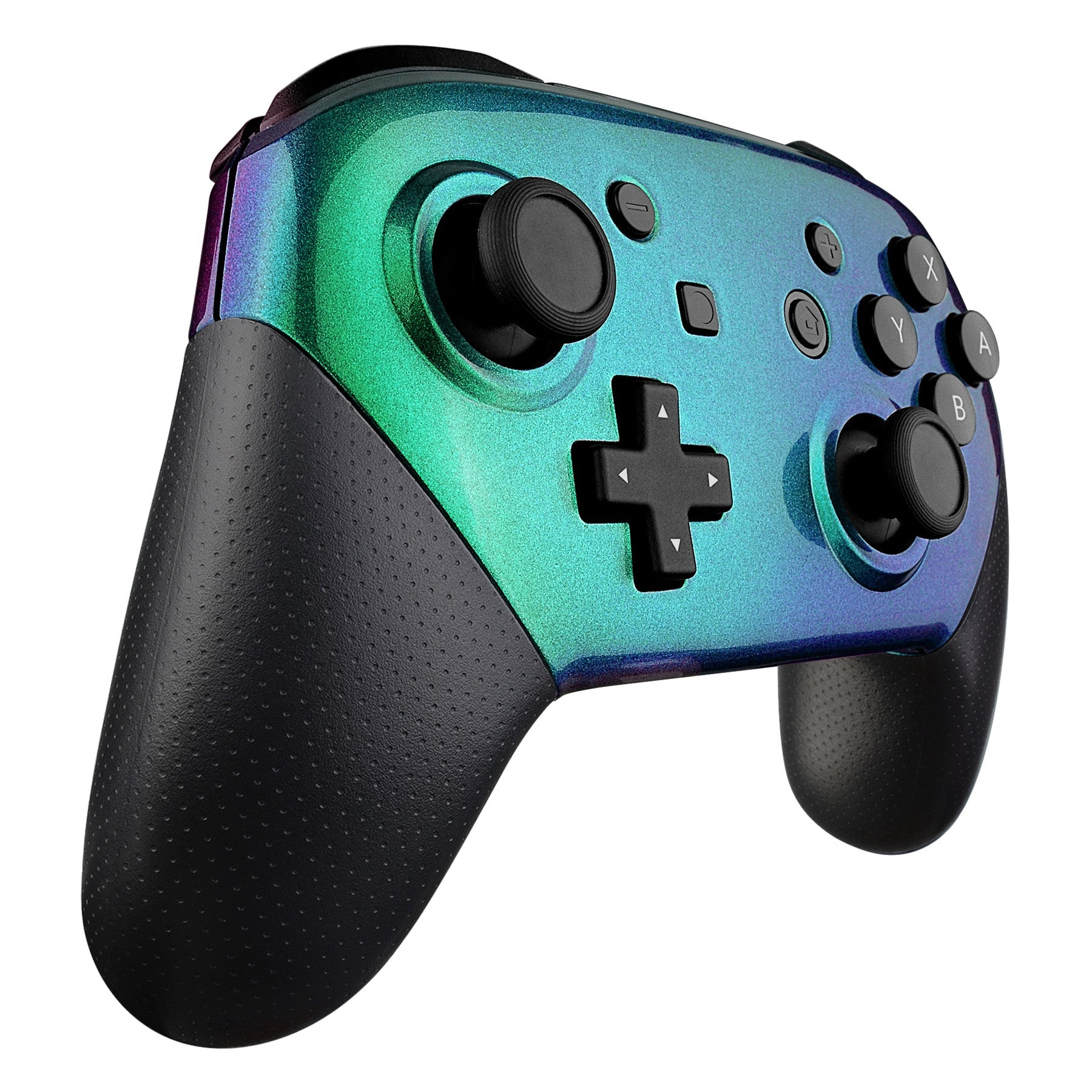 eXtremeRate Retail Chameleon Glossy Faceplate and Backplate for Nintendo Switch Pro Controller, Green Purple DIY Replacement Shell Housing Case for Nintendo Switch Pro - Controller NOT Included - MRP311