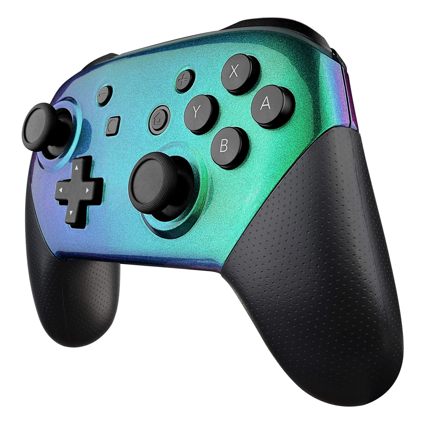 eXtremeRate Retail Chameleon Glossy Faceplate and Backplate for Nintendo Switch Pro Controller, Green Purple DIY Replacement Shell Housing Case for Nintendo Switch Pro - Controller NOT Included - MRP311