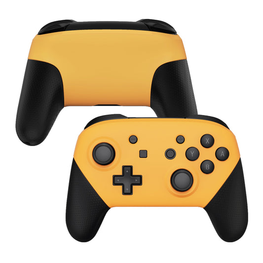 eXtremeRate Retail Caution Yellow Faceplate and Backplate for NS Switch Pro Controller, Soft Touch DIY Replacement Shell Housing Case for NS Switch Pro Controller - Controller NOT Included - MRP318