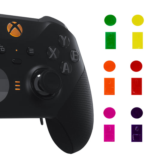 eXtremeRate Retail Custom Home Guide Button LED Mod Stickers for Xbox One Elite Series 2 (Model 1797 and Core Model 1797) Controller with Tools Set, DIY Transparent Colorful Logo Sticker for Xbox One Elite V2 Controller - 30pcs in 6 Colors - MSXBM001