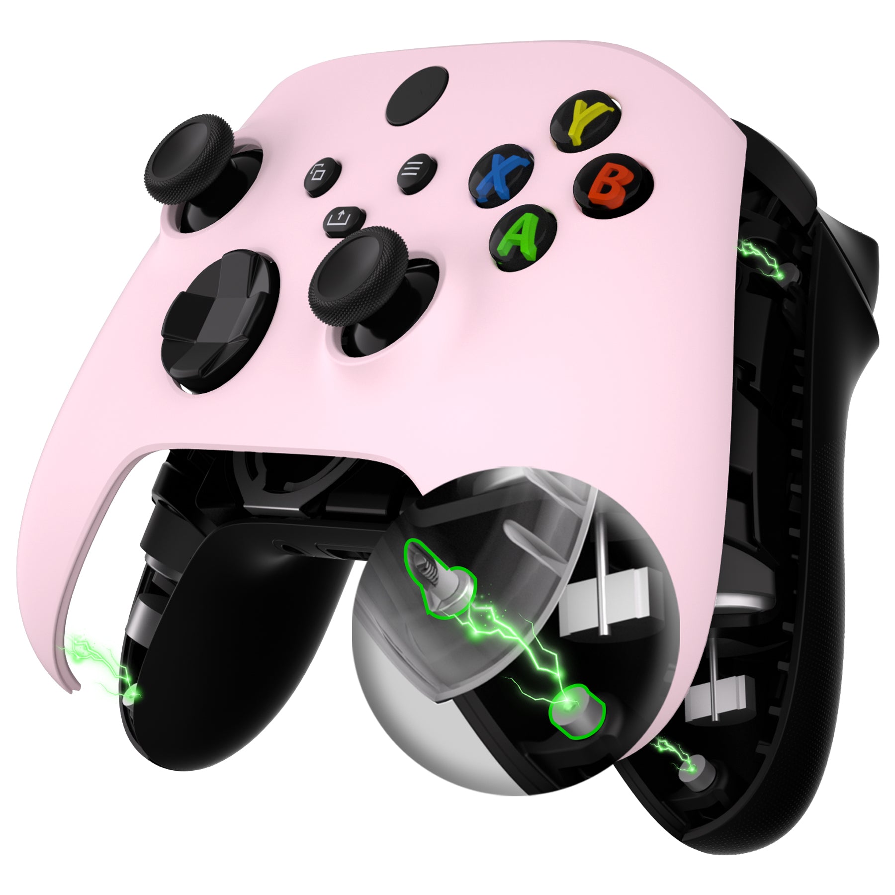 eXtremeRate Retail FaceMag Cherry Blossoms Pink Magnetic Replacement Front Housing Shell for Xbox Series X & S Controller, DIY Faceplate Cover with Accent Rings for Xbox Core Controller Model 1914 - Controller NOT Included - MX3P3002