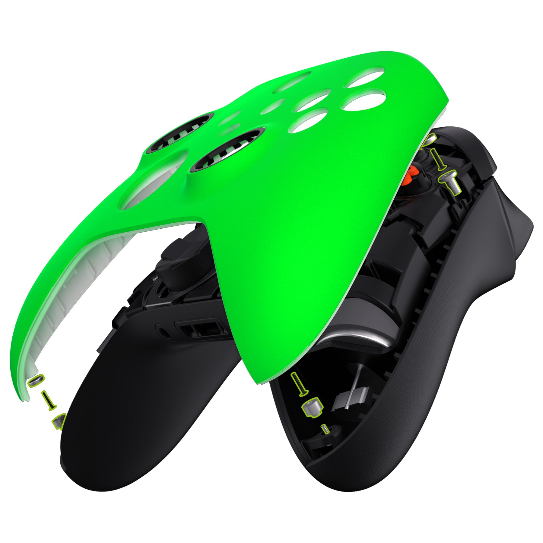 eXtremeRate Retail FaceMag Neon Green Magnetic Replacement Front Housing Shell for Xbox Series X & S Controller, DIY Faceplate Cover with Accent Rings for Xbox Core Controller Model 1914 - Controller NOT Included - MX3P3003