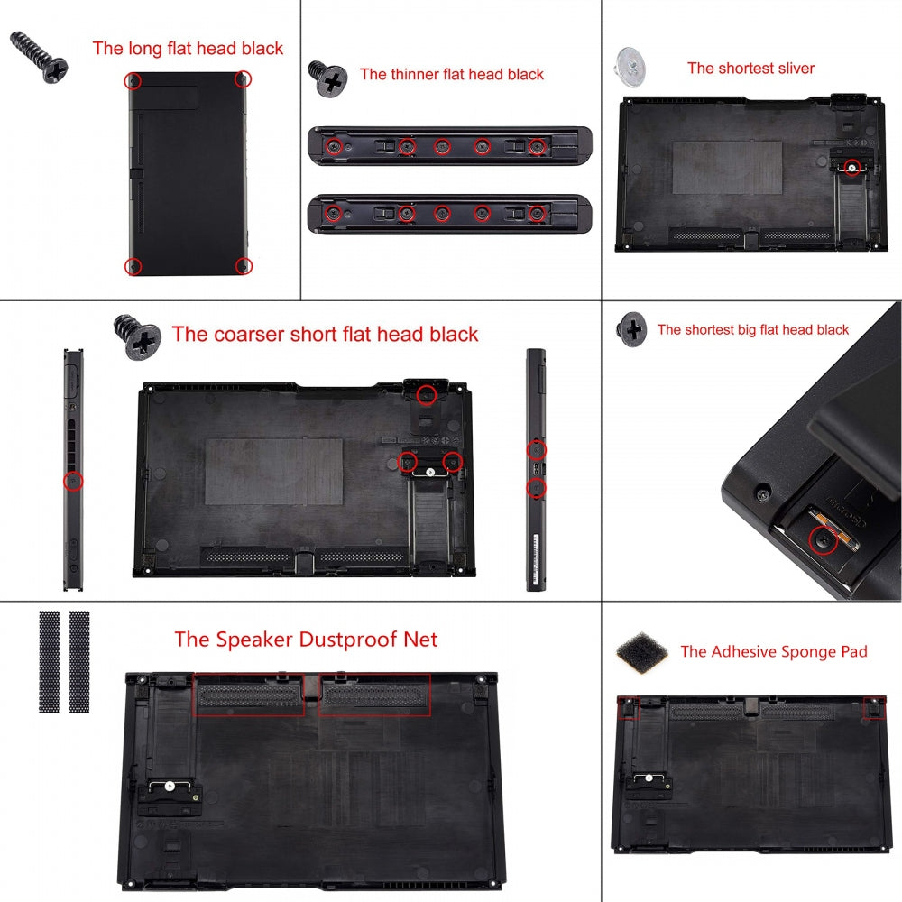 eXtremeRate Retail Soft Touch Grip Back Plate for Nintendo Switch Console, NS Joycon Handheld Controller Housing with Full Set Buttons, DIY Replacement Shell for Nintendo Switch - Black - QP310