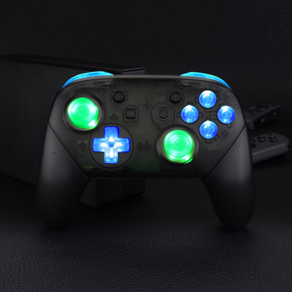 eXtremeRate Multi-Colors Luminated Button DTFS LED Kit for NS Switch Pro  Controller - Clear