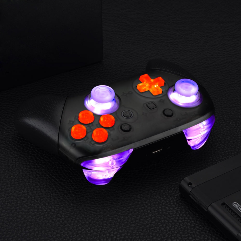 eXtremeRate Multi-Colors Luminated Button DTFS LED Kit for NS Switch Pro  Controller - Clear