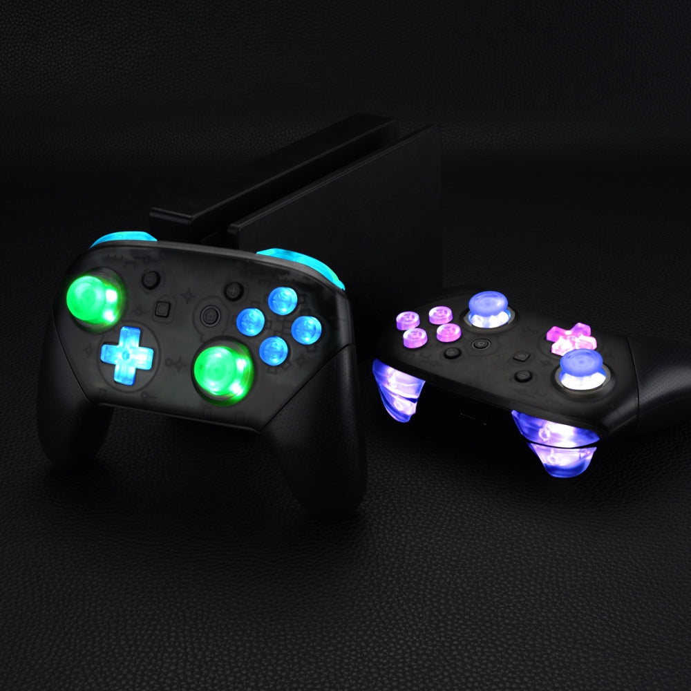 eXtremeRate Multi-Colors Luminated Button DTFS LED Kit for NS Switch Pro  Controller - Clear