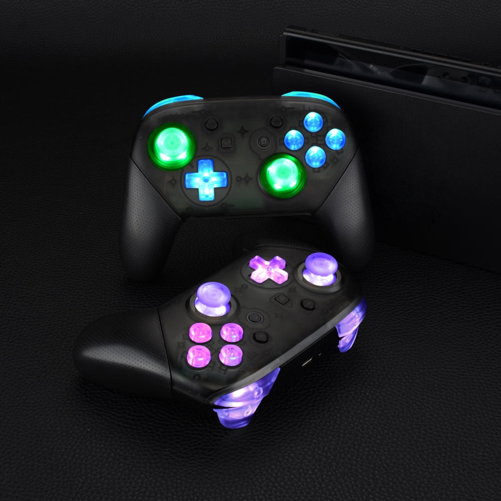 eXtremeRate Multi-Colors Luminated Button DTFS LED Kit for NS Switch Pro  Controller - Clear