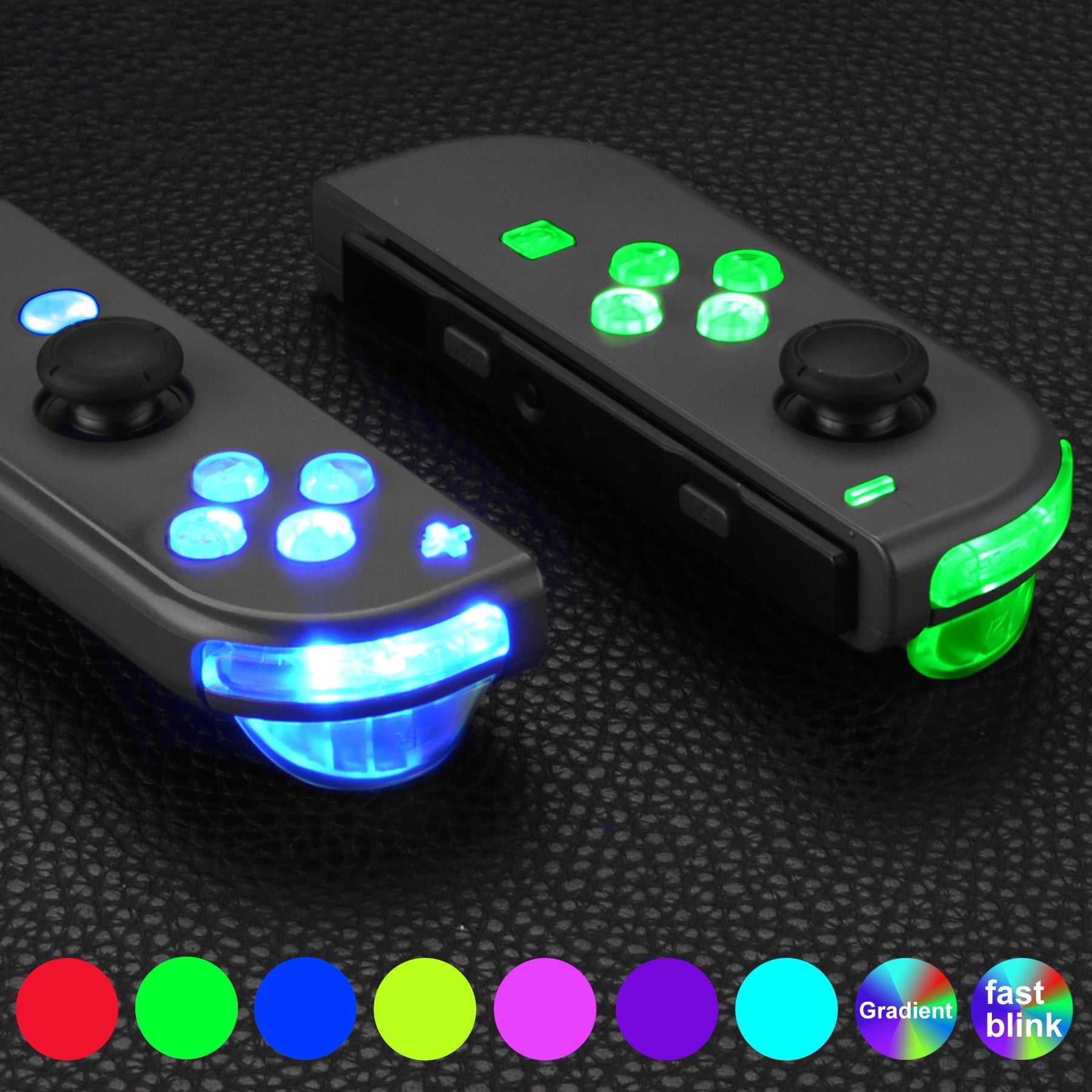 eXtremeRate Retail 7 Colors 9 Modes NS Joycon DFS LED Kit for NS Switch, Multi-Colors Luminated ABXY Trigger Face Buttons for NS Switch & Switch OLED Model JoyCon - JoyCon NOT Included - NSLED011G2