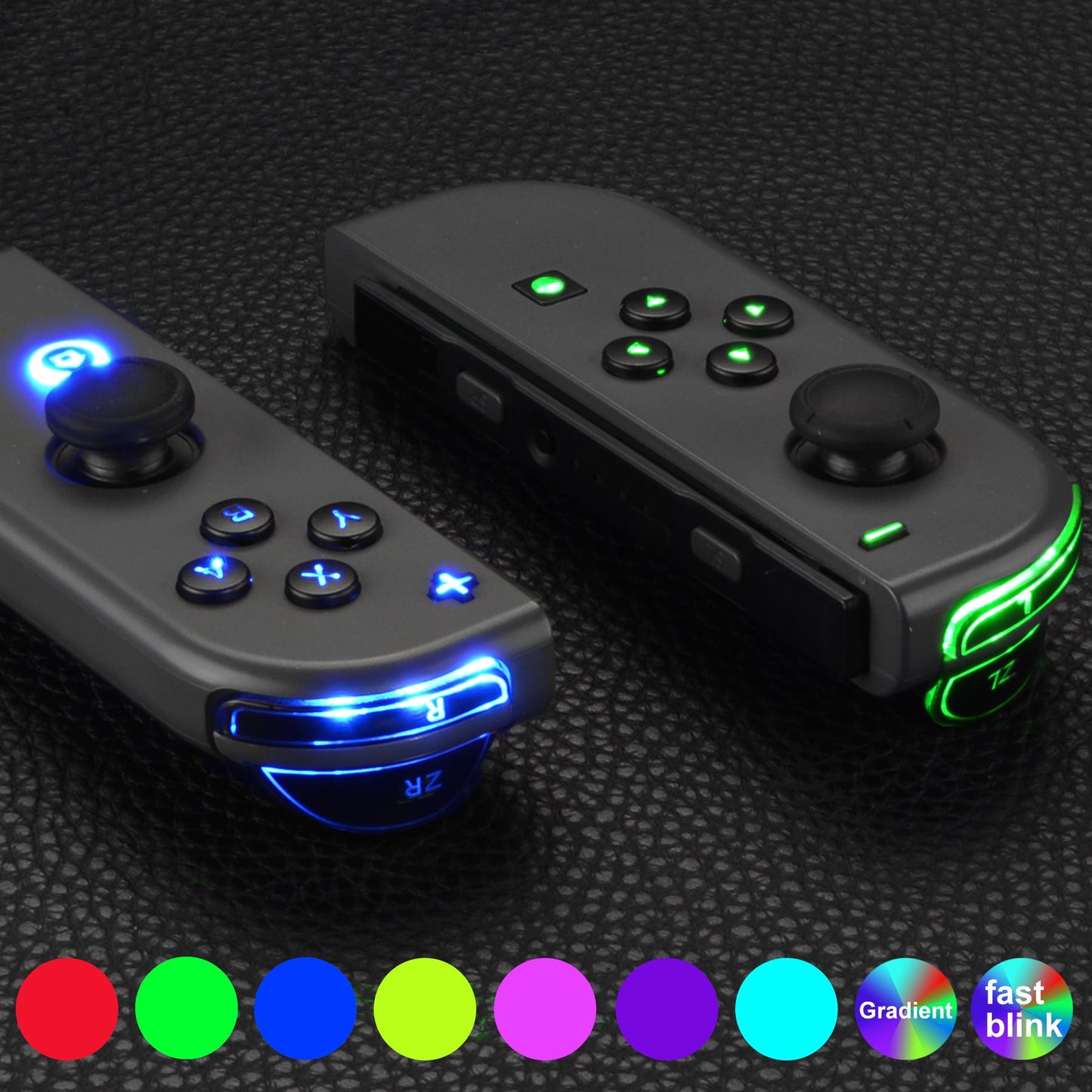 eXtremeRate Retail 7 Colors 9 Modes NS Joycon DFS LED Kit for NS Switch, Multi-Colors Luminated Classical Symbols ABXY Trigger Face Buttons for NS Switch & Switch OLED Model JoyCon - JoyCon NOT Included - NSLED012G2