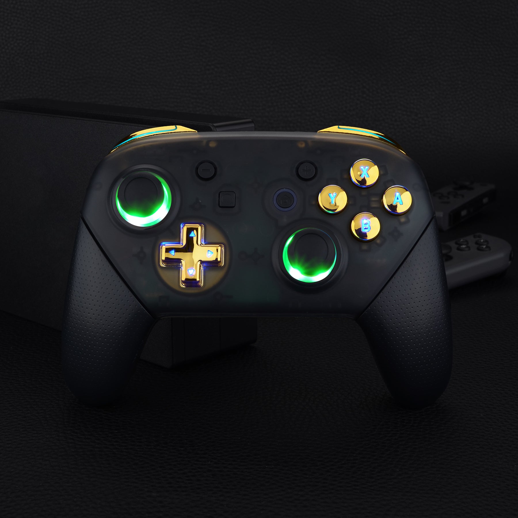 eXtremeRate Multi-Colors Luminated Button DTFS LED Kit for NS Switch Pro  Controller - Chrome Gold