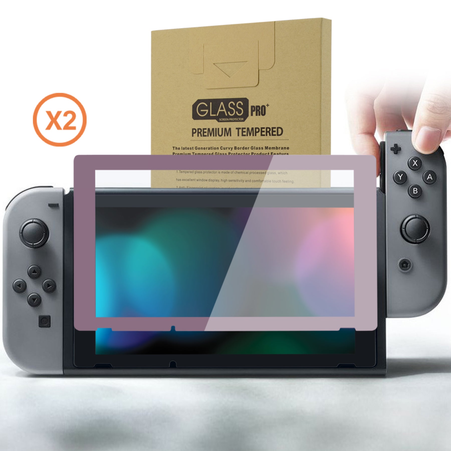 eXtremeRate Retail 2 Pack Antique Dark Grayish Violet Transparent HD Clear Saver Protector Film, Tempered Glass Screen Protector for Nintendo Switch [Anti-Scratch, Anti-Fingerprint, Shatterproof, Bubble-Free] - NSPJ0711