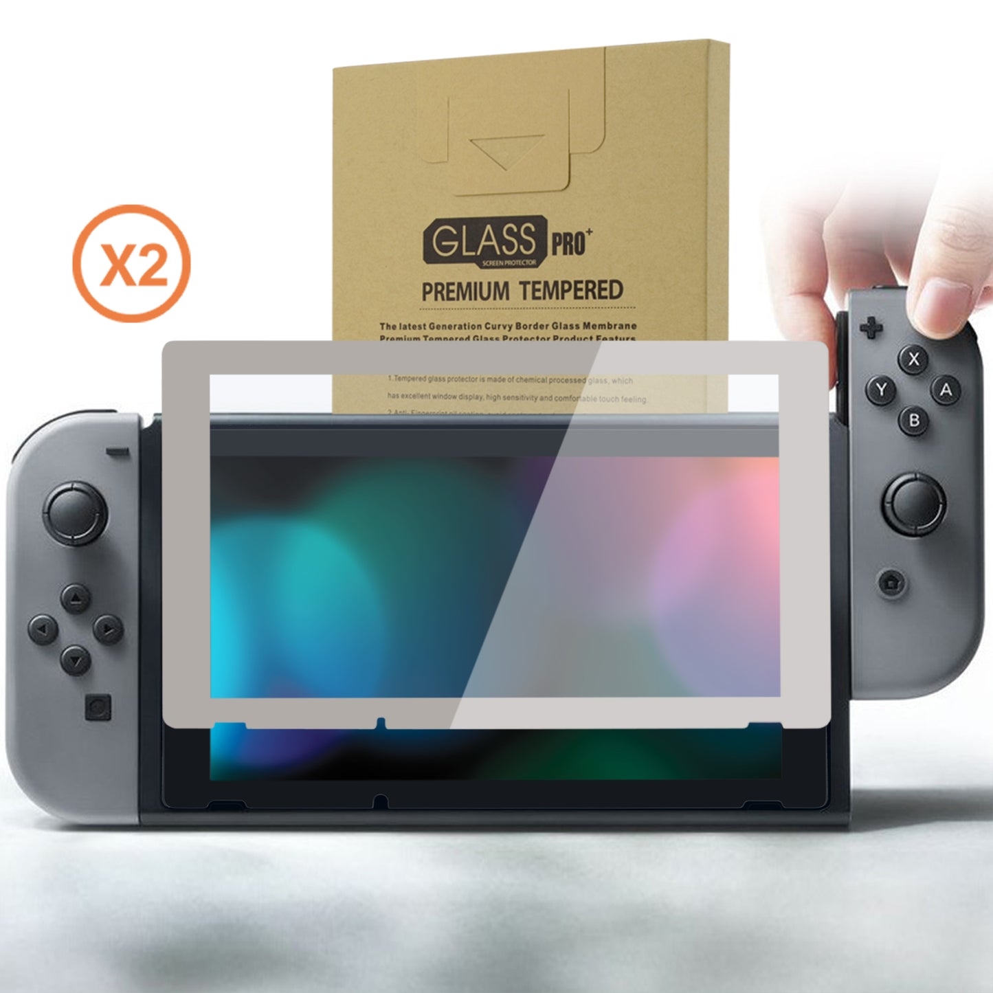 eXtremeRate Retail 2 Pack Antique Fleeting Gray Transparent HD Clear Saver Protector Film, Tempered Glass Screen Protector for Nintendo Switch [Anti-Scratch, Anti-Fingerprint, Shatterproof, Bubble-Free] - NSPJ0714