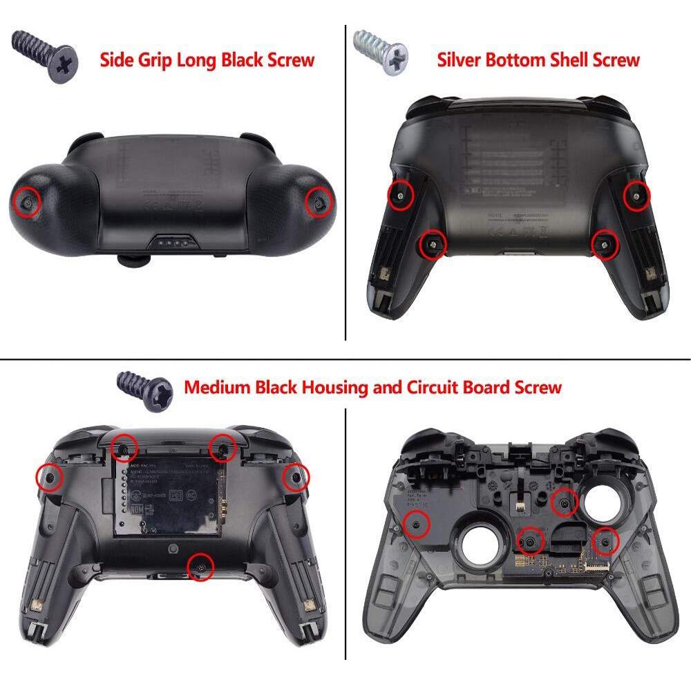 eXtremeRate Retail Black Faceplate Backplate Handles for Nintendo Switch Pro Controller, Soft Touch DIY Replacement Grip Housing Shell Cover for Nintendo Switch Pro - Controller NOT Included - FRP315