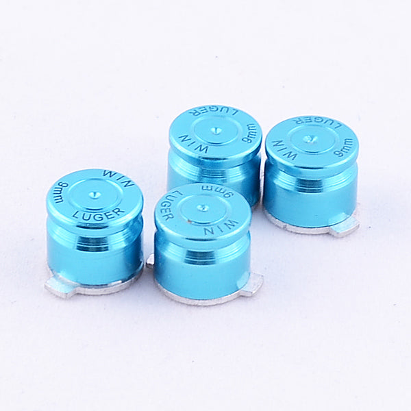 eXtremeRate Retail Aluminum Blue Customized Bullet Action Buttons Custom Kits for ps4 Controller - P3J0204