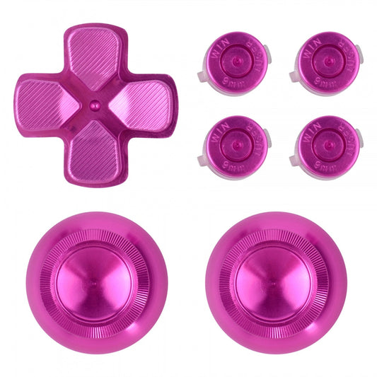 eXtremeRate Retail Metal Pink Repair ThumbSticks Action Buttons Dpad for ps4 Pro Slim Controller -P4AJ0006GC