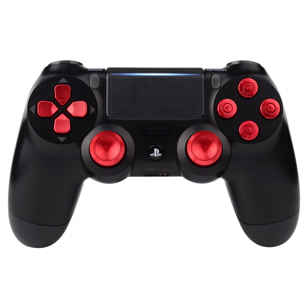 eXtremeRate Retail Metal Red Repair ThumbSticks Action Buttons Dpad for ps4 Pro Slim Controller -P4AJ0007GC