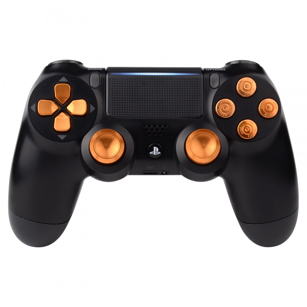 eXtremeRate Retail Metal Gold Repair ThumbSticks Action Buttons Dpad for ps4 Pro Slim Controller -P4AJ0008GC
