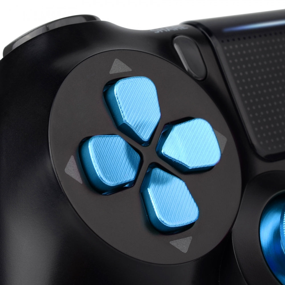 eXtremeRate Retail Metal Blue Repair ThumbSticks Action Buttons Dpad for ps4 Pro Slim Controller -P4AJ0009GC