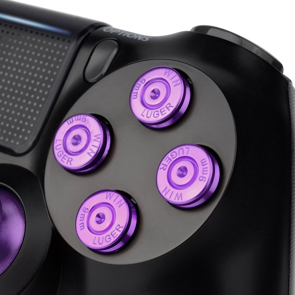 eXtremeRate Retail Metal Purple Repair ThumbSticks Action Buttons Dpad for ps4 Pro Slim Controller -P4AJ0012GC