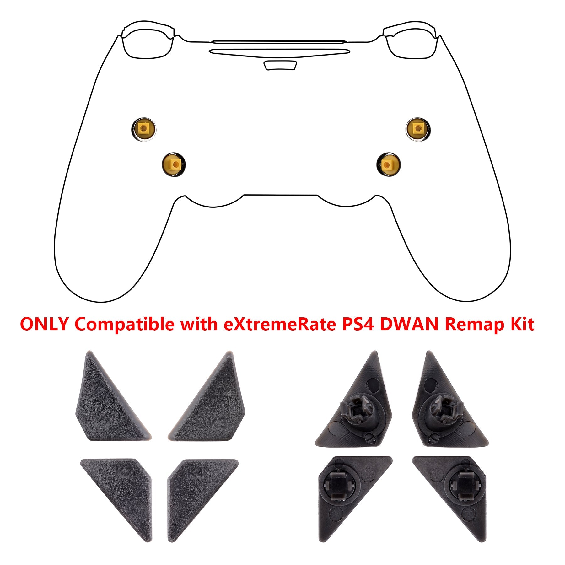 eXtremeRate Replacement Ergonomic Back Buttons, K1 K2 K3 K4