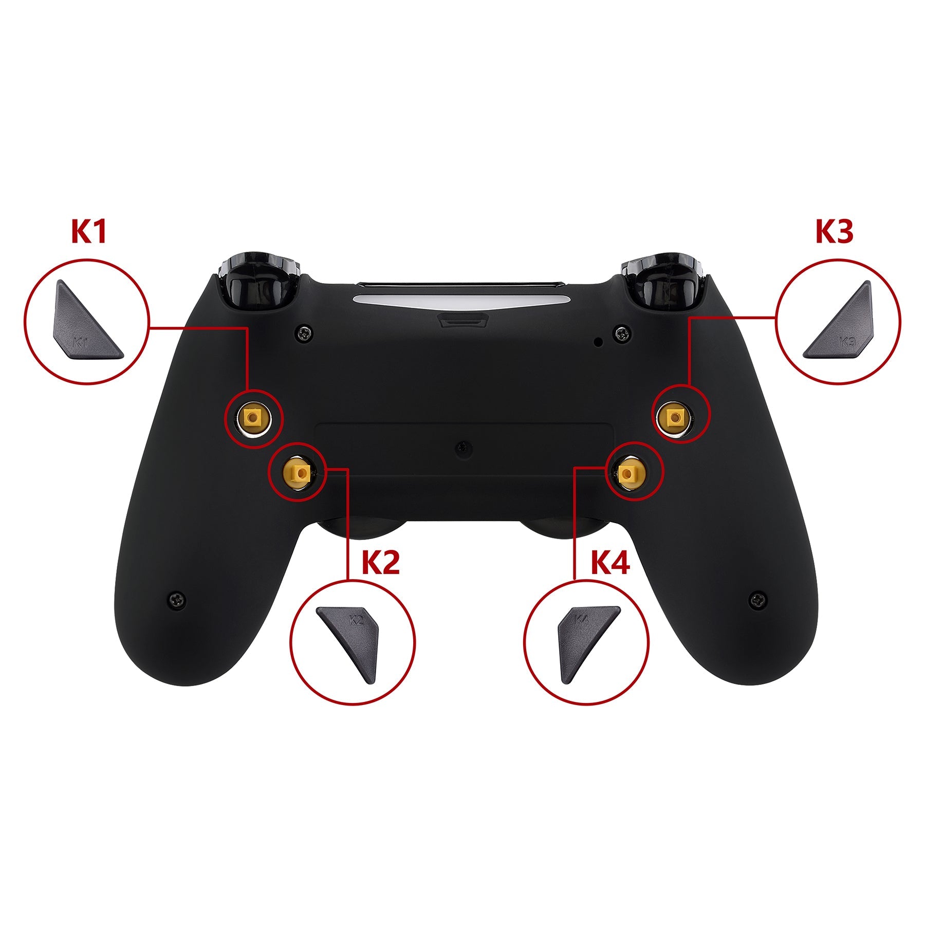 eXtremeRate Replacement Ergonomic Back Buttons K1 K2 K3 K4 Paddles for PS4  Controller Dawn Remap Kit - Black