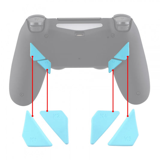 eXtremeRate Retail Soft Touch Heaven Blue Replacement Redesigned Back Buttons K1 K2 K3 K4 Paddles for ps4 Controller Dawn Remap Kit - P4GZ027