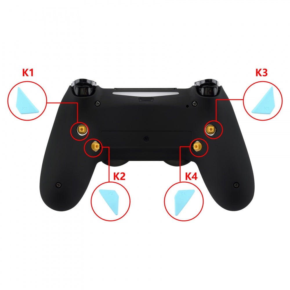 eXtremeRate Retail Soft Touch Heaven Blue Replacement Redesigned Back Buttons K1 K2 K3 K4 Paddles for ps4 Controller Dawn Remap Kit - P4GZ027