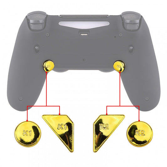 eXtremeRate Retail Chrome Gold Glossy Replacement Redesigned Back Buttons K1 K2 Paddles for eXtremeRate ps4 Controller Dawn 2.0 Remap Kit - P4GZ051