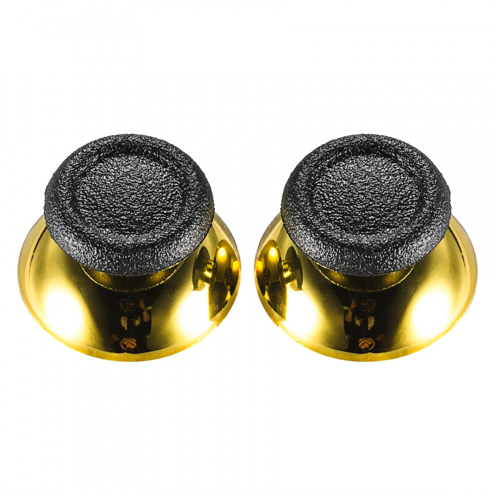 eXtremeRate Retail Replacement Chrome Gold Buttom Black Rubber Thumbsticks For ps4 Controller - P4J0119