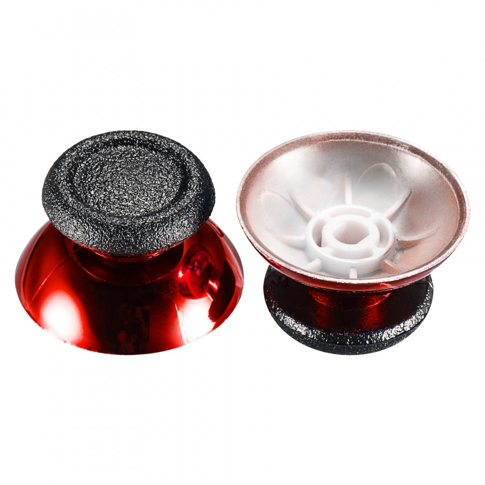 eXtremeRate Retail Replacement Chrome Red Buttom Black Rubber Thumbsticks For ps4 Controller - P4J0121