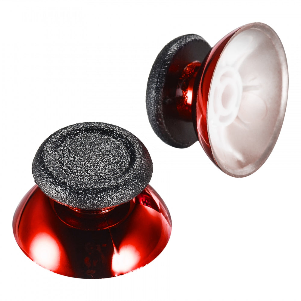 eXtremeRate Retail Replacement Chrome Red Buttom Black Rubber Thumbsticks For ps4 Controller - P4J0121