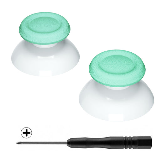 eXtremeRate Retail Mint Green & White Dual-Color Replacement 3D Joystick Thumbsticks, Analog Thumb Sticks with Cross Screwdriver for ps4 Slim Pro Controller - P4J0130