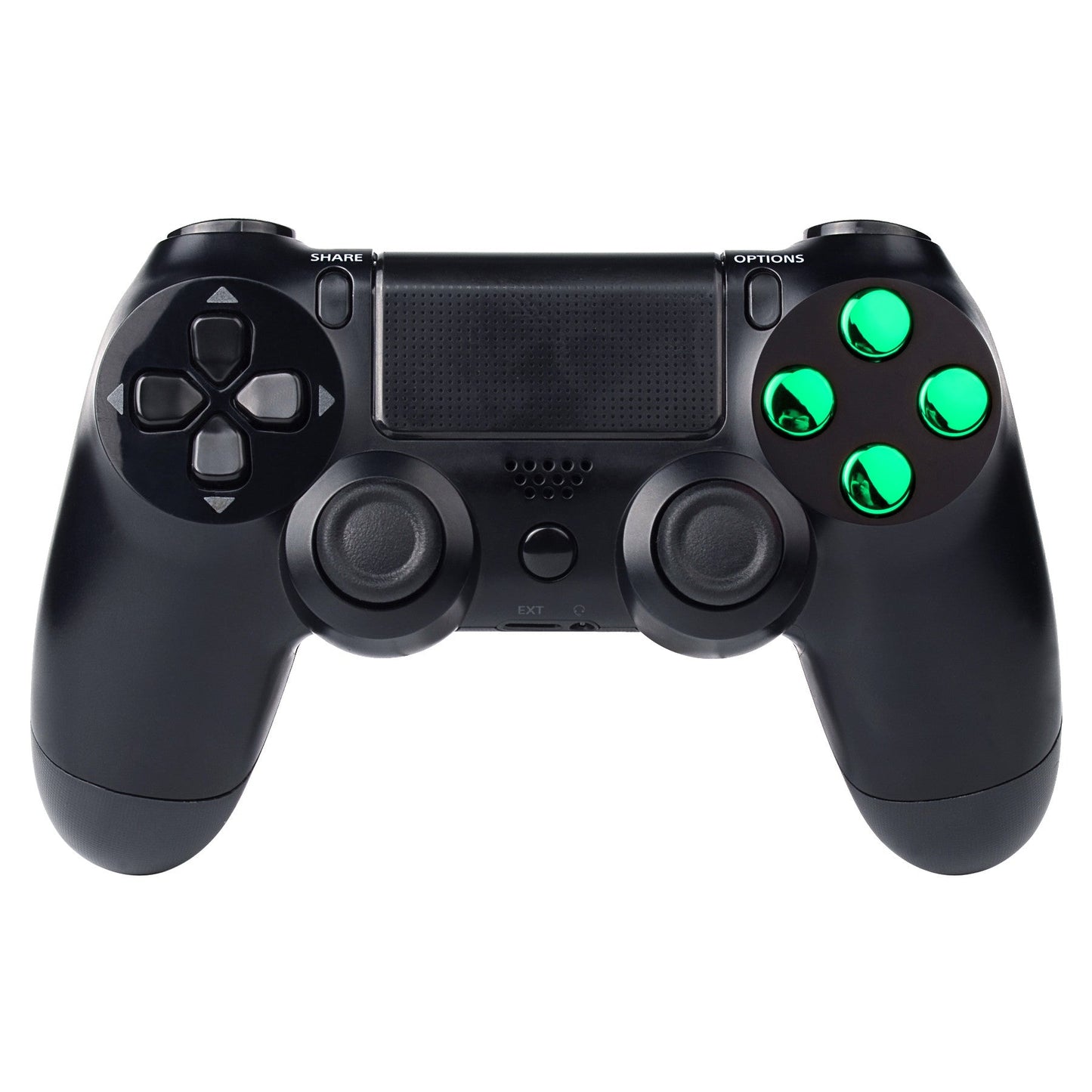 eXtremeRate Retail Chrome Green Action Buttons Repair for ps4 Controller-P4J0222