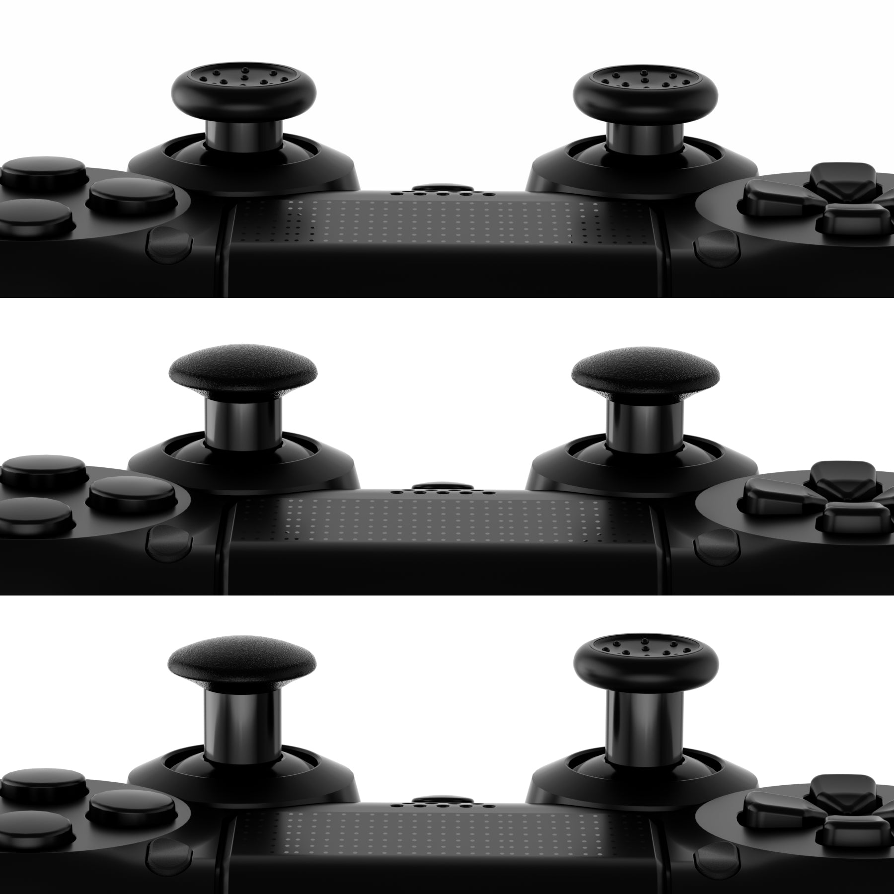 eXtremeRate Retail Black ThumbsGear Interchangeable Ergonomic Thumbstick for ps4 Slim ps4 Pro ps5 Controller with 3 Height Domed and Concave Grips Adjustable Joystick - P4J1101