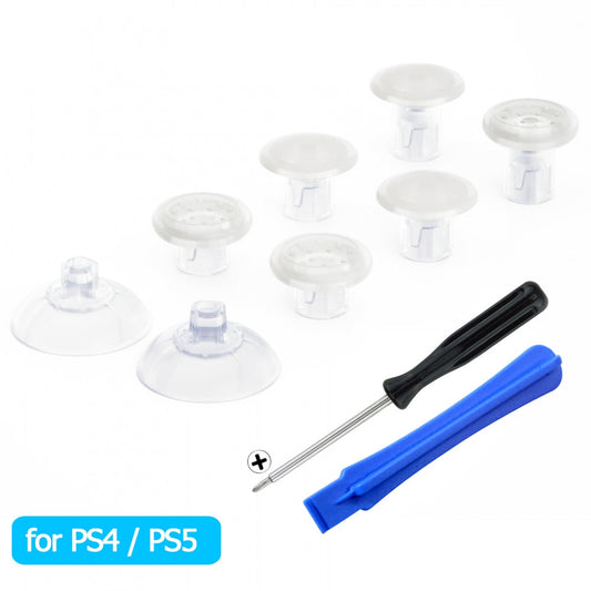 eXtremeRate Retail Transparent ThumbsGear Interchangeable Ergonomic Thumbstick for ps4 Slim ps4 Pro ps5 Controller with 3 Height Domed and Concave Grips Adjustable Joystick - P4J1103