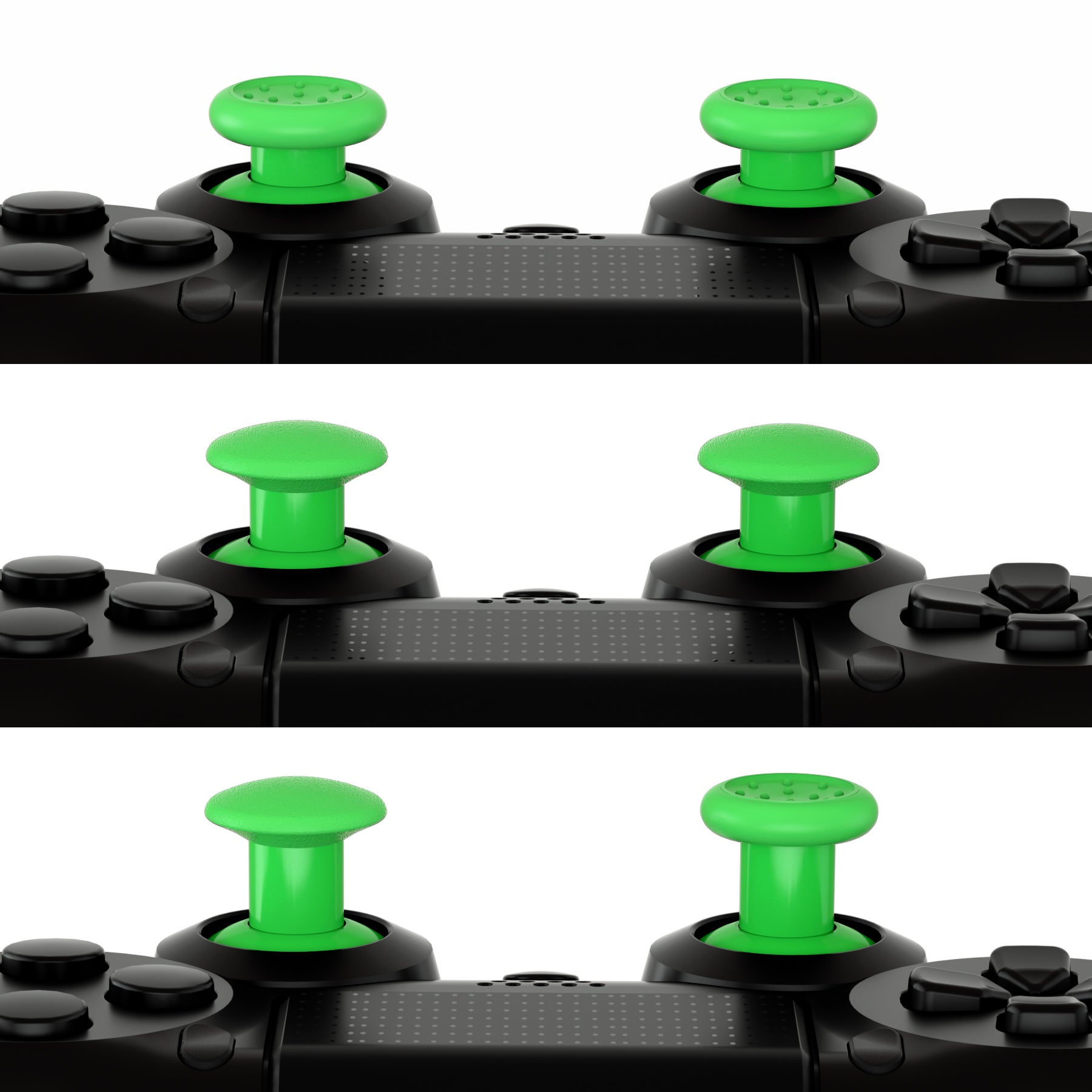 eXtremeRate Retail Green ThumbsGear Interchangeable Ergonomic Thumbstick for ps5 Controller, for ps4 All Model Controller - 3 Height Domed and Concave Grips Adjustable Joystick - P4J1114