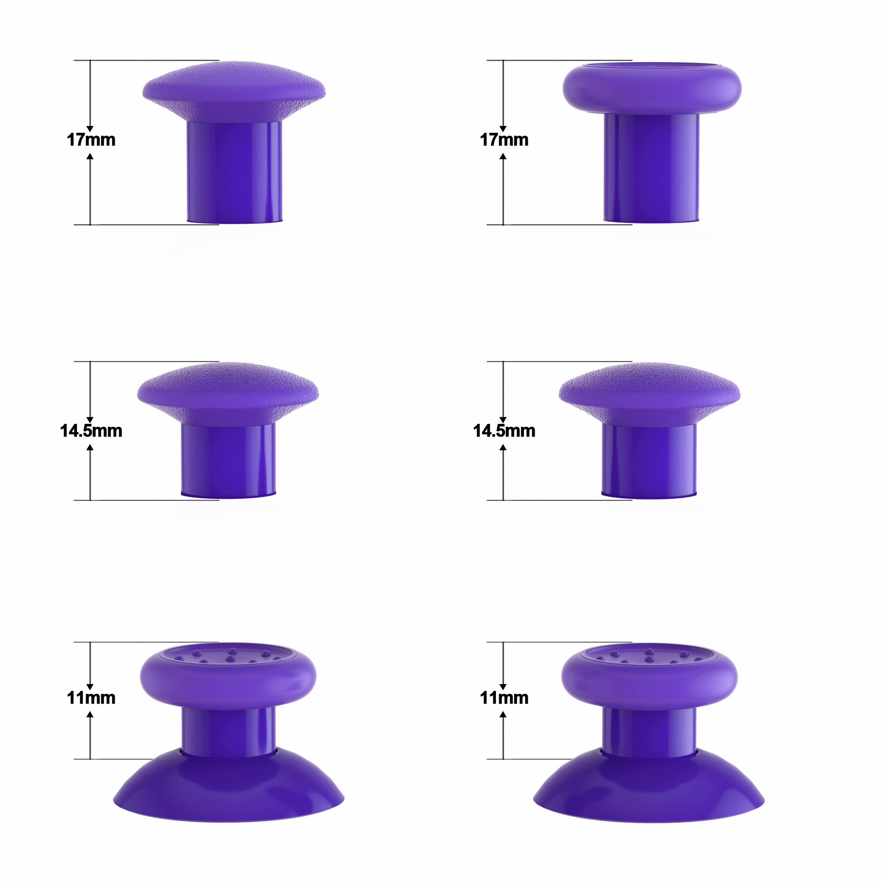 eXtremeRate Retail Purple ThumbsGear Interchangeable Ergonomic Thumbstick for ps5 Controller, for ps4 All Model Controller - 3 Height Domed and Concave Grips Adjustable Joystick - P4J1115