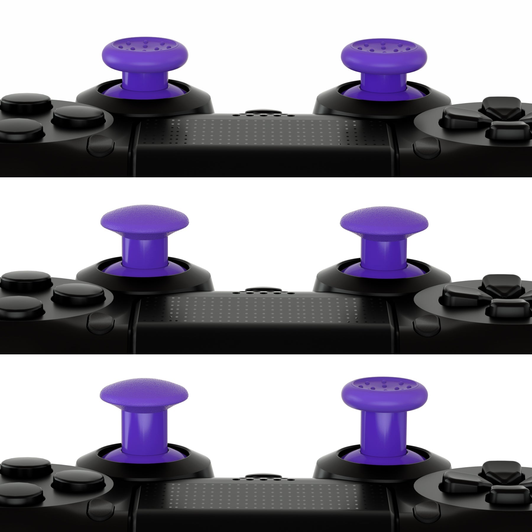 PlayVital Black Ergonomic Stick Caps Thumb Grips for PS5, for PS4