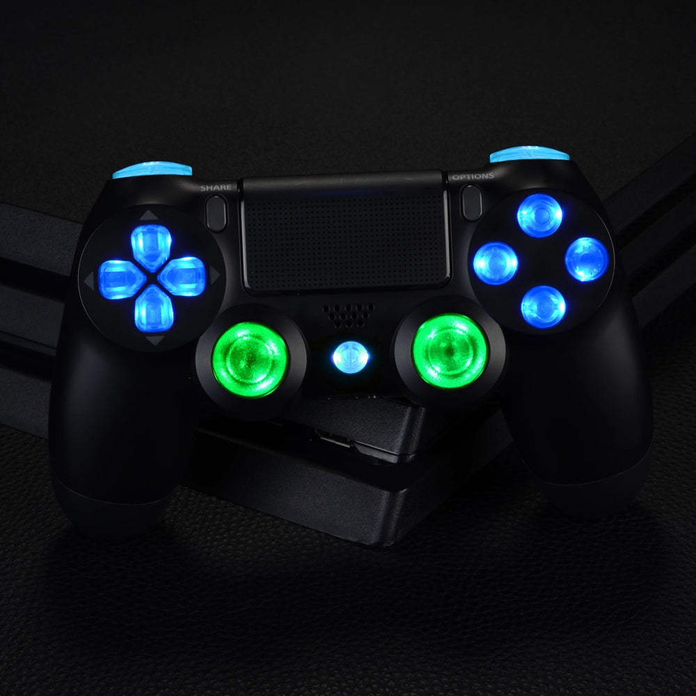 eXtremeRate Multi-Colors LED PS4 Included – (DTF eXtremeRate Controller D-pad 2.0) Buttons Trigger - Controller CUH-ZCT2 Home Luminated Face DTFS for PS4 Thumbstick NOT Pro Kit Retail for Controller, Slim