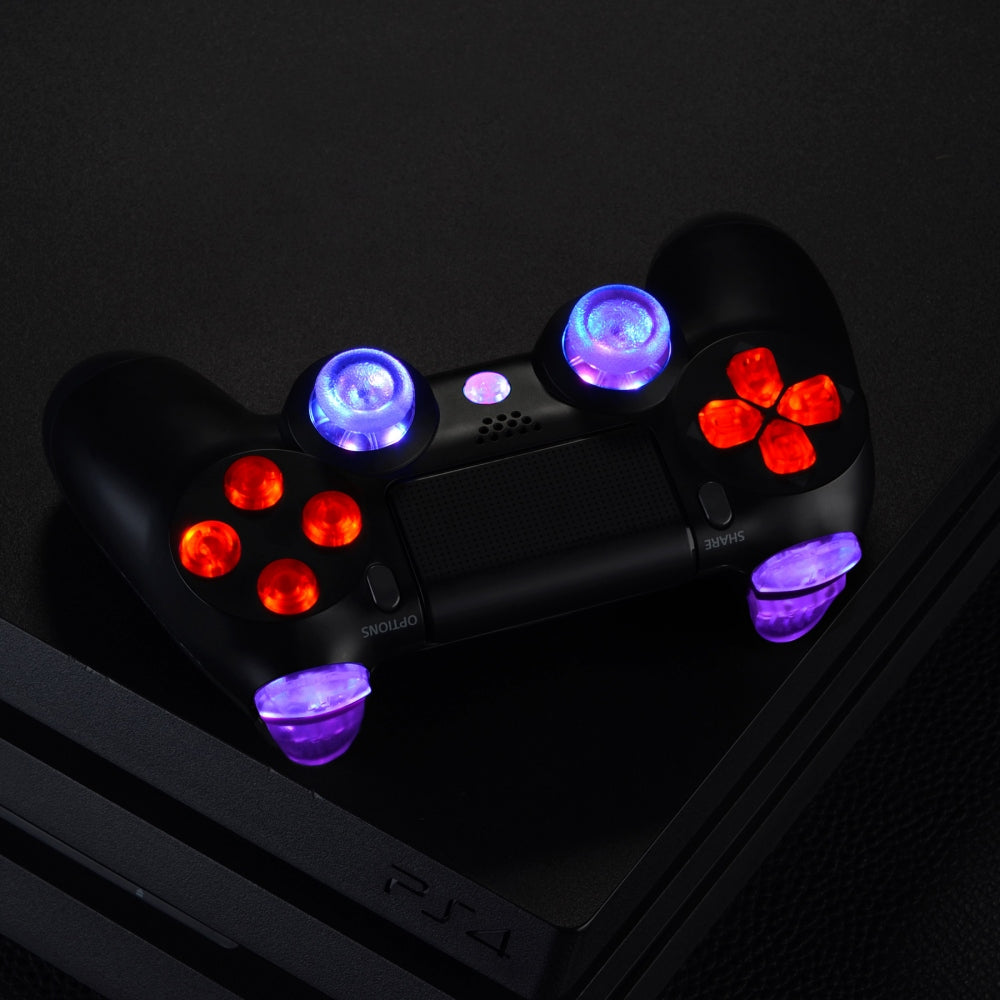 eXtremeRate Multi-Colors Luminated D-pad Thumbstick – Kit Retail - CUH-ZCT2 Controller Home Included Trigger eXtremeRate for DTFS Controller LED Slim for Face PS4 Buttons Pro PS4 (DTF Controller, 2.0) NOT